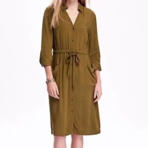 Old Navy olive green Button-Up Dress
